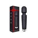 SHAYONA Full Body Massager Handheld Waterproof Vibrate Wand Massage Cordless Machine with 20 Vibration Modes - 8 Speeds, Battery Powered Massager for Women and Men - BLACK