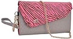 Kroo Smartphone Wallet with Shoulder Strap - Frustration-Free Packaging - Grey with Pink Zebra