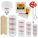 Pouring Masters Ultimate Paint Mixing Cup Kit - 12 Plastic Graduated Mixing Cups, 3 Each of 12, 24, 44, 72 Ounce Sizes - 12 Mixing Sticks, 12 Paint Strainers, 2 Tack Cloths, Mixer Blade, Can Opener