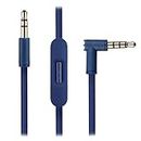 REYTID Audio Cable Compatible with Beats by Dr Dre Solo2 / Solo3 / Studio 2 & 3 Headphones w/Inline Remote, Volume Control and Microphone - Replacement Lead - Blue
