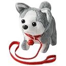 KSABVAIA Plush Husky Toy Puppy Electronic Interactive Dog - Walking, Barking, Tail Wagging, Stretching Companion Animal for Kids Toddlers
