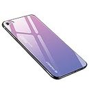 iPhone 6 Case, iPhone 6s Mobile Phone Case, Tempered Glass Back with Soft TPU Silicone Frame Mobile Phone Case Colour Gradient Case Protective Case (iPhone 6 / 6s, Pink-Purple)