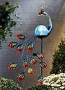ABC Home Garden Solar Spina Pavone Decorativa da Giardino, Blu, 37 x 7 x 90 cm