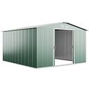 BillyOh Partner 10x12 Metal Shed Garden Storage Shed | Apef Roof Steel Outdoor Tool Storage | Green (10ft x 12ft)