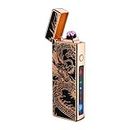 dachance Custom Personalized Cool Lighter Electric Gift Windproof USB Rechargeable Dual Arc for Camping Valentine's Day Gift (Dragon)