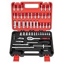 CARTMAN 53 Pieces 1/4 inch Drive Socket Ratchet Wrench Tool Set, with Bit Socket Set Metric and Extension Bar for Auto Repairing and Household, with Storage Case