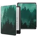 MoKo Case for 6.8" Kindle Paperwhite (11th Generation-2021) and Kindle Paperwhite Signature Edition, Light Shell Cover with Auto Wake/Sleep for Kindle Paperwhite 2021 E-Reader, Green Forest