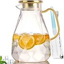 Yirilan Glass Pitcher with Lid,74OZ/2.2L Water Pitcher with Lid,Drink Pitcher with Handle,Juice Pitcher,Glass Water Jug,Glass Water Carafe,Juice Jug