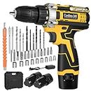 Cordless Electric Screwdriver,12v Rechargeable Electric Drill Driver, 34PCS Power Drill Bits Diy Tools With Led Light & Charger 18+1 Torque, 2000mAh Li-ion 2 Speed For Home, Office, Workplace