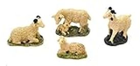 4 x Sheep Rams and Lambs Christmas Figurines 6 cm Set of Nativity Scene Figures Animals Birth of Jesus 3 Kings Nativity Crafts God Accessories for Scale Models