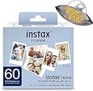 FUJIFILM Mini Instant Camera Film: 60 Shoots Total, Value Pack, (10 Sheets x 6) - Capture Memories Anytime, Anywhere - Includes Puflax UFO Sticker