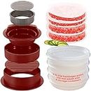 Hamburger Press Patty Maker Freezer Containers - 100 Patty Papers All In One Convenient Package, 10 Piece Set Hamburger Patty Mold, Essential Tool to Make Stuffed Burger Patties, Hamburger Press