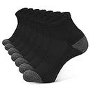 Closemate 7 Pairs Athletic Ankle Socks for Men Women Thick Cushioned Sole Running Quarter Socks(7 Balck, Size L)
