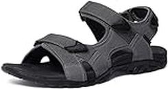 Men's Outdoor Hiking Sandals, Open Toe Arch Support Strap Water Sandals, Lightweight Athletic Trail Sport Sandals M153-GRY 10 M US