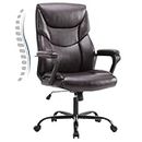 OLIXIS Home Office Chair - Big and Tall Chair for Office, High Back Ergonomic Executive Desk Chair, PU Leather Fixed Armrests Computer Chair, Rolling Chair with Wheels, Brown