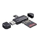 Micro USB OTG/USB 2.0 Card Reader Adapter, SD/Micro SD Memory Card Reader with Standard USB Male & Micro USB Male Connector for Smartphones/Tablets with OTG Functio for SDXC, SDHC, SD, MMC, RS-MMC