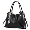 2E-youth Hobo Handbags for Women Faux Leather Purses and Handbags Designer Top Handle Satchel Handbags (Black), 2-negro, M
