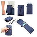 DFV mobile - Multi-Functional Universal Vertical Stripes Pouch Bag Case Zipper Closing Carabiner Compatible with Nokia Lumia 1520 (Nokia Beastie) - Blue XXM (18 x 10 cm)