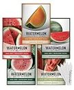 Watermelon Fruit Seeds for Planting Home Garden 5 Variety Packets - Crimson Sweet, Jubilee Improved, Tendersweet Orange, Charleston Grey, and All Sweet Watermelon Seed Packs by Gardeners Basics