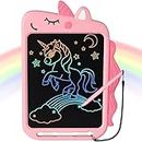 ScriMemo Unicorn Toys for 2 3 4 5 6 Years Old Girls Gifts, LCD Writing Tablet 10 inch Doodle Board, Colorful Electronic Drawing Pad Gifts for Kids Educational Learning Travel Christmas Birthday –Pink