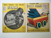 2 Vintage English Treasure Hour Books Build a Farm, Build a Doll Pram 1960s