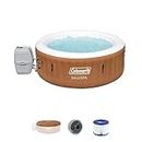 Coleman SaluSpa Ponderosa AirJet 2 to 4 Person Inflatable Hot Tub Round Portable Outdoor Spa with 120 Soothing Jets with Cover, Orange