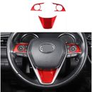 ABS Bright Red Steering Wheel Decor Frame Trim For Toyota Camry 2018-2023