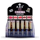 ADS Waterproof Cinema Lipstick with 3D Effect, Pack of 24(1702-A)