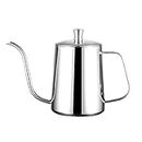 ASADFDAA Caffettiera 350ml 600ml Coffee Tea Pot Goose neck tea pot Hand coffee maker Drip Kettle Non-stick Coating Food Grade Stainless Steel hot (Color : Silver)