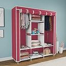 GTC® 6+2 Layer Fancy and Portable Foldable Collapsible Closet Cabinet Wardrobe Cloth Organizer Shelves Racks Non Woven Fabric and PP Plastic Maroon (Self Assemble) Storage Unit