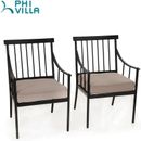 2 Piece Stylish Steel Patio Outdoor Dining Chairs Set with Cushion Heavy Duty