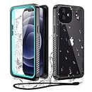 WIFORT for iPhone 12 Waterproof Case - Built-in Screen Protector Water Resistant Cover Protective Drop Protection Hard, Shockproof Full Body Defender Tough Military Grade - 6.1" Teal