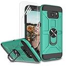 Jeylly Galaxy S7 Edge Case, S7 Edge Case with HD Screen Protector, 360 Rotatable Metal Ring Holder Kickstand [Work with Magnetic Car Mount] Shockproof Rugged Cover for Galaxy S7 Edge - Turquoise