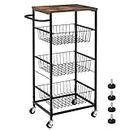 Kitchen Carts on Wheels, Rolling Storage Carts 4 Tier, Utility Service Cart Fruit Storage Baskets Rack for Patato Snack Industrial Island Food Trolley with Handle for Kitchen Bathroom Laundry