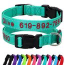 Reflective Nylon Personalised Dog Collar Embroidered Custom ID Name Phone Number