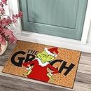 NESKTS Paillasson « Merry Christmas Grinch » – Décorations de porte d'entrée – Couvertures de bienvenue – Tapis de porte d'entrée – Tapis d'entrée – Tapis d'entrée – Tapis de décoration de festival