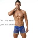 Men's Sexy Mesh Shorts Casual Hollowed Breathable Comfy Trunks Homewear