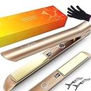 ANGENIL Titanium Flat Iron Hair Straightener and Curlers 2 in 1, Straightening Curling Hair Styling Irons for Women All Hair Types, Fast Heating, 1 inch Dual Voltage Travel Flat Iron, 360° Swivel Cord