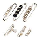 6Pcs Simulation Pearl Safety pins, Women's Woven Shawl Clip, Fashion Brooch Accessories, Suitable for Sweaters, Shawls, Pants (6Pcs-Style 1)