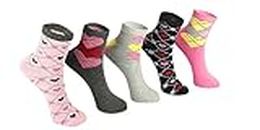 YES MUMMA Mid-Calf Socks For Girl,Made With Durable, Breathable Cotton,cushioned socks,Winter Wear,Cute Designs For Kids Girls -Size-3-6 Y (Pack of 5 Pairs-Multicolour)