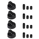 Emptty 4 Sets Black Control Knob Replacement for Oven Replacement for Stove Wide Application