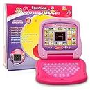 Fun express Kids Laptop Computer Toy Baby Laptops for Kids 1 2 3-6 Years Activity Electronics Number & Alphabet Charts for Kids Learning Educational Toy with Sound and Music (Laptop Pink)