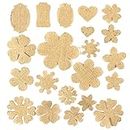 Asian Hobby Crafts Assorted Jute Flower Cut-Outs, Pack of 100 Pieces Mix Designs and Size, Jute Flowers for DIY Crafts and Jute Craft