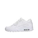 Nike Girls Air Max 90 Leather Running Shoes, White (White/White 100), 5 UK