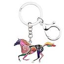 WEVENI Alloy Running Horse Keychain Accessories Enamel Jewelry For Women Girls Car Wallet Charms (Purple)