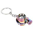 LED Turbo Keychain with Sound and Light Rechargeable Electric Electronic Turbo Keychain Metal Spinning Turbocharger Automotive Mini Car Part Keychain Key Ring