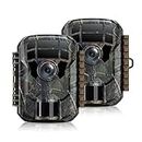 2 Pack Trail Camera - Game Camera 24MP 1080P Motion Activated Trail Cam Scouting Hunting Cam Wildlife with 2.0 ″LCD Screen 120° Wide Angle Lens Night Vision Waterproof