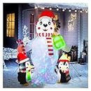 Inflatable Christmas Yard Decorations, Christmas Polar Bear with Penguins Inflatable Decoration, 6 FT Christmas Inflatable Polar Bears Decoration, Holiday Decorations for Christmas Party