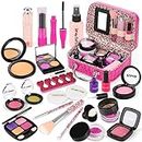 Kids Pretend Makeup Kit for Girl - Pretend Play Beauty Set with Cosmetics Bag Fake Makeup Princess Toys for Little Girls Christmas Birthday Gifts (Not Real Makeup)