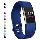 VINIKI Sport Bands Compatible with Fitbit Charge 2 Special Edition Adjustable Sport Wristbands (Dark Blue, Large Size)